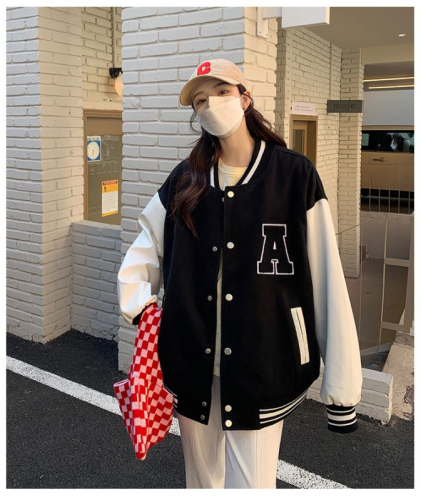 Towel embroidered + thin, thick baseball uniform women's fish scale thin section trendy Korean version all-match jacket bf lazy wind couple