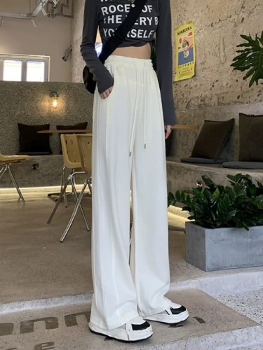  new autumn trousers dopamine wear casual trousers loose lazy style versatile wide-leg long trousers