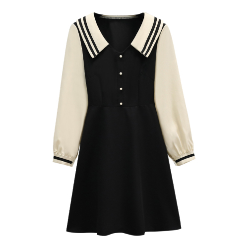 Autumn long-sleeved dress gentle lazy style mid-length foreign style dress M-4XL200 catties