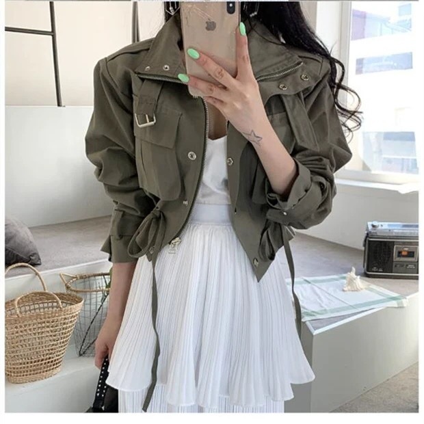 New Korean style chic temperament fashion drawstring waist short all-match casual work jacket jacket