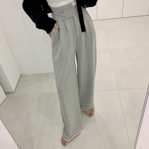 Original spot foreign style fashion casual high waist wide leg pants women loose straight long pants