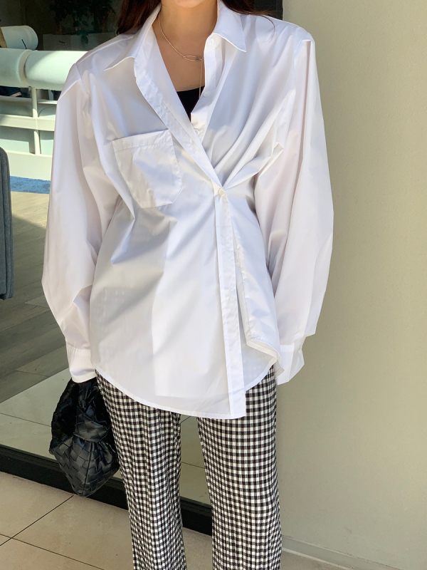 Original spot foreign style fashion loose design sense shirt female BF lazy wind shirt tide
