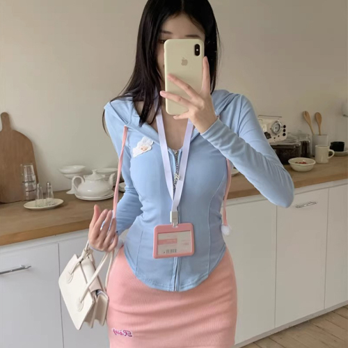 Official picture Hot girl suit waist sun protection hooded top female autumn and summer skirt package hip short skirt skirt two-piece set