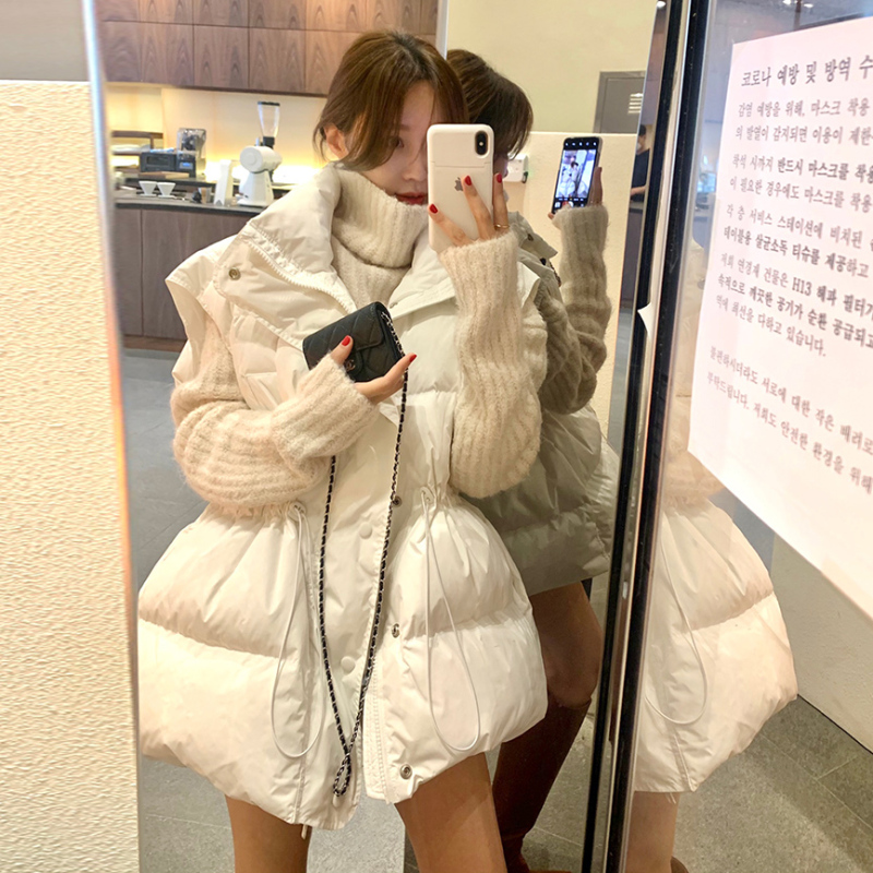 Original spot vest jacket outerwear white fashion stand collar large size loose thickened down cotton vest women winter