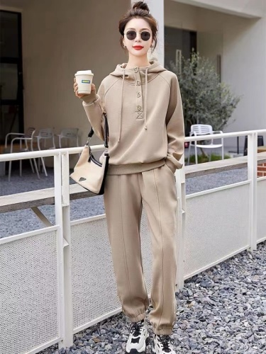 2023 spring new Korean style temperament fashionable casual hooded sweater two-piece female fashion sportswear suit