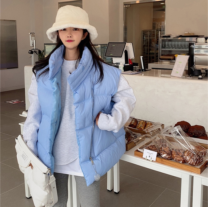 Original spot winter new all-match stand collar solid color bread coat cotton vest