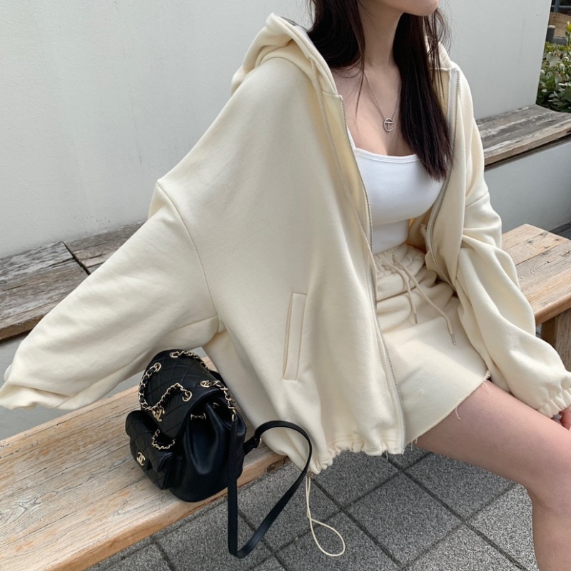 Original Spot Solid Color Loose Shoulder Cardigan Sweater + High Waist Skirt Suit Two-piece Set