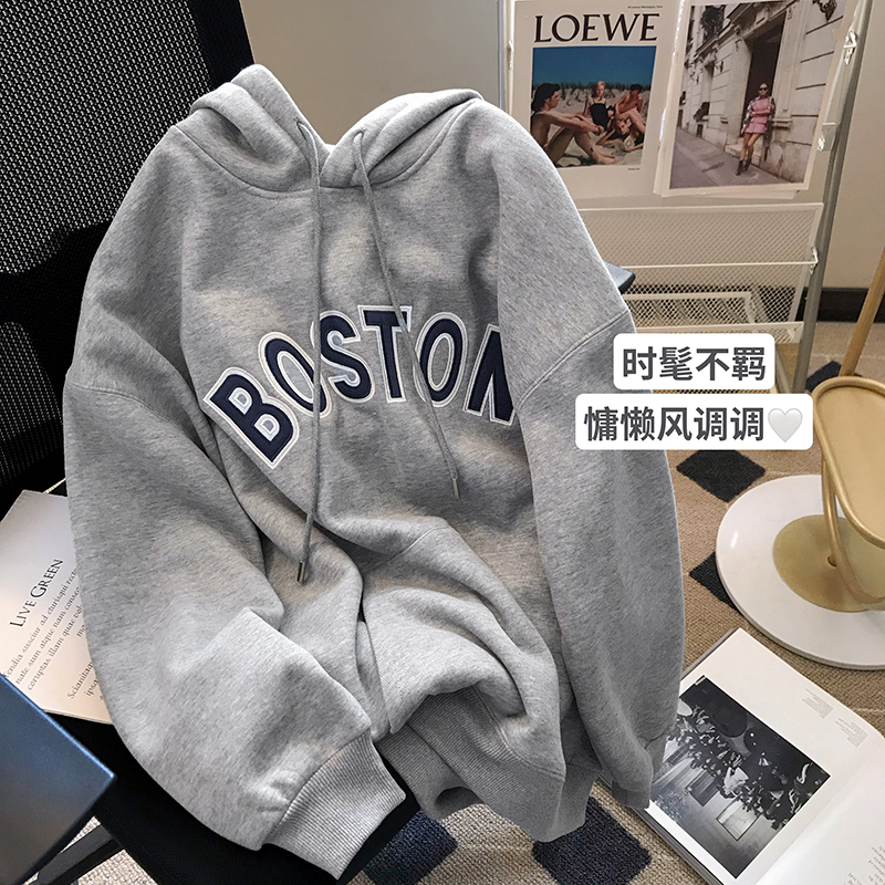 260g big fish scale autumn sweater women's loose ins tide wrap collar double cap