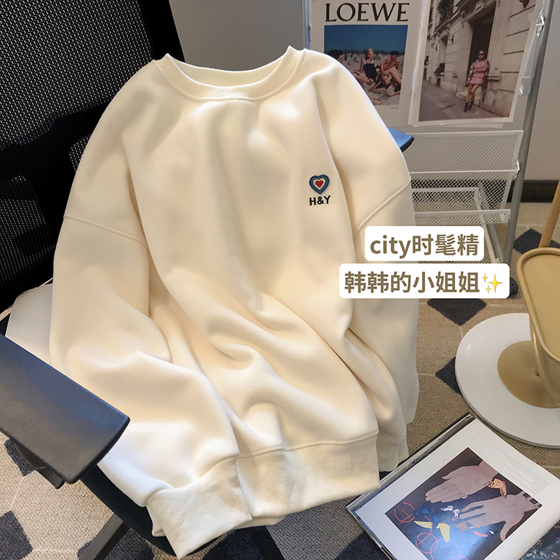 Official Image Net Price Autumn Thin Sweatshirt Ladies Large Size Back Wrap Collar Pull Shoulder Line M-XXXL