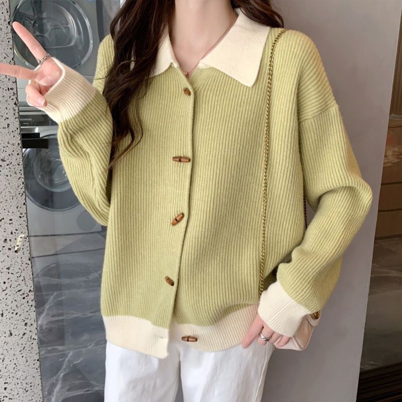 Korean version lazy style new autumn and winter all-match tops women's sweater coat women's knitted cardigan spring and autumn outerwear