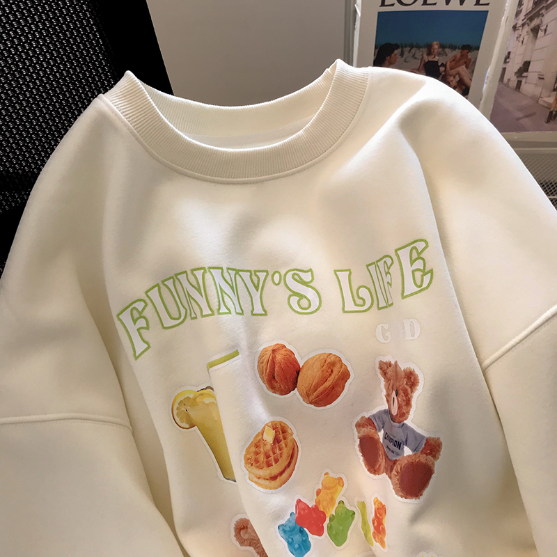Official Image Net Price Autumn Thin Sweatshirt Ladies Large Size Back Wrap Collar Pull Shoulder Line M-XXXL