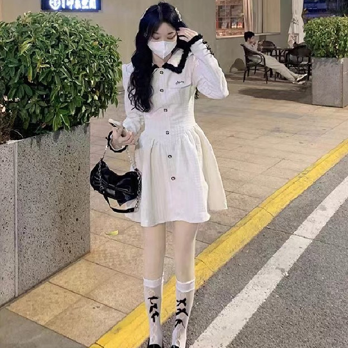 Pure desire high-end short skirt female slim waist temperament small fragrant wind dress