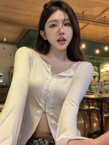 Women's early autumn high-end long-sleeved thin knitted cardigan top