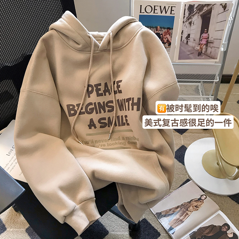 Official picture 260g big fish scale autumn sweater women's loose ins trendy double-layer hat with wrap collar