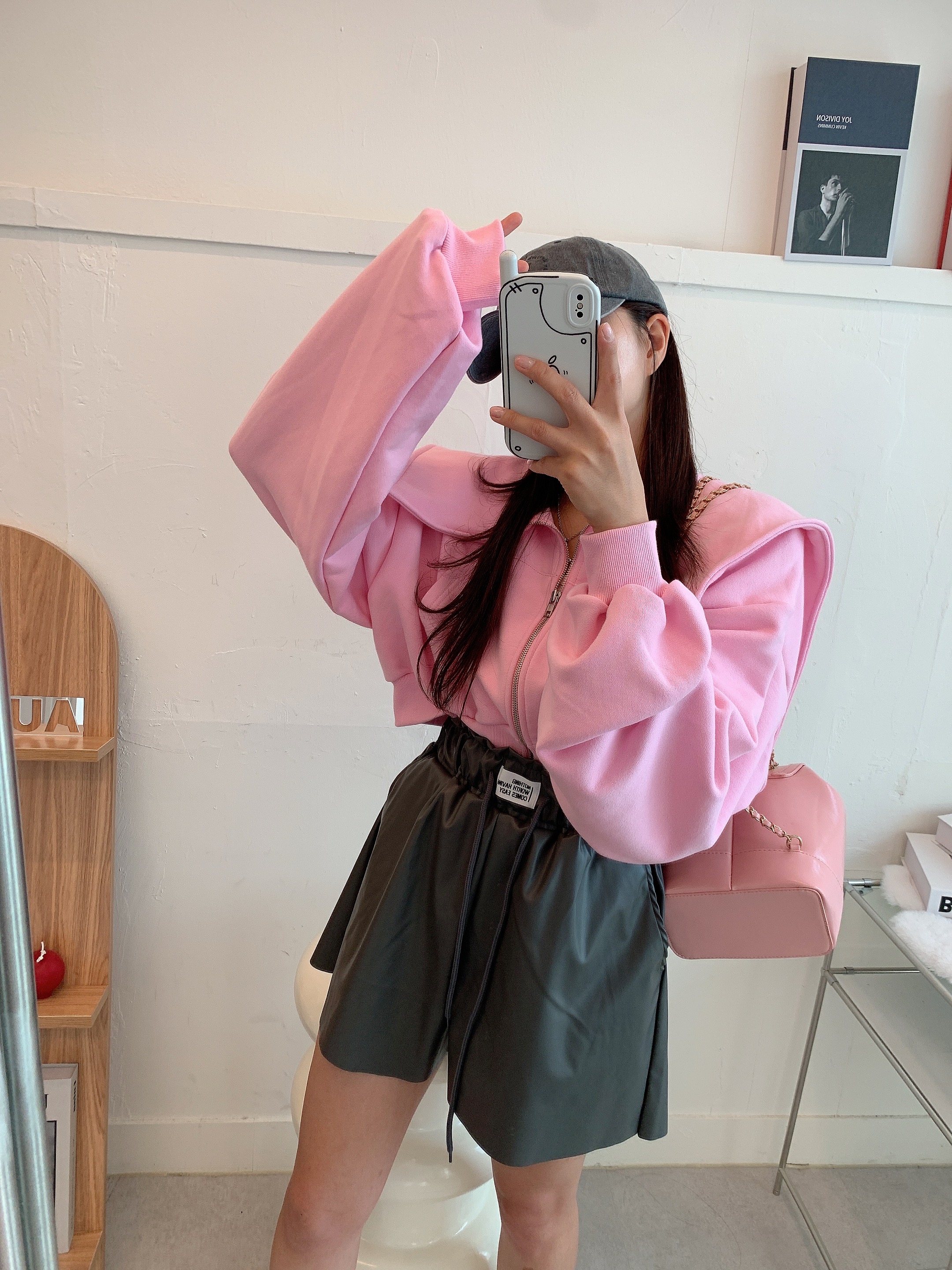 Korean chic autumn new doll collar zipper long-sleeved sweater jacket women's loose short cardigan