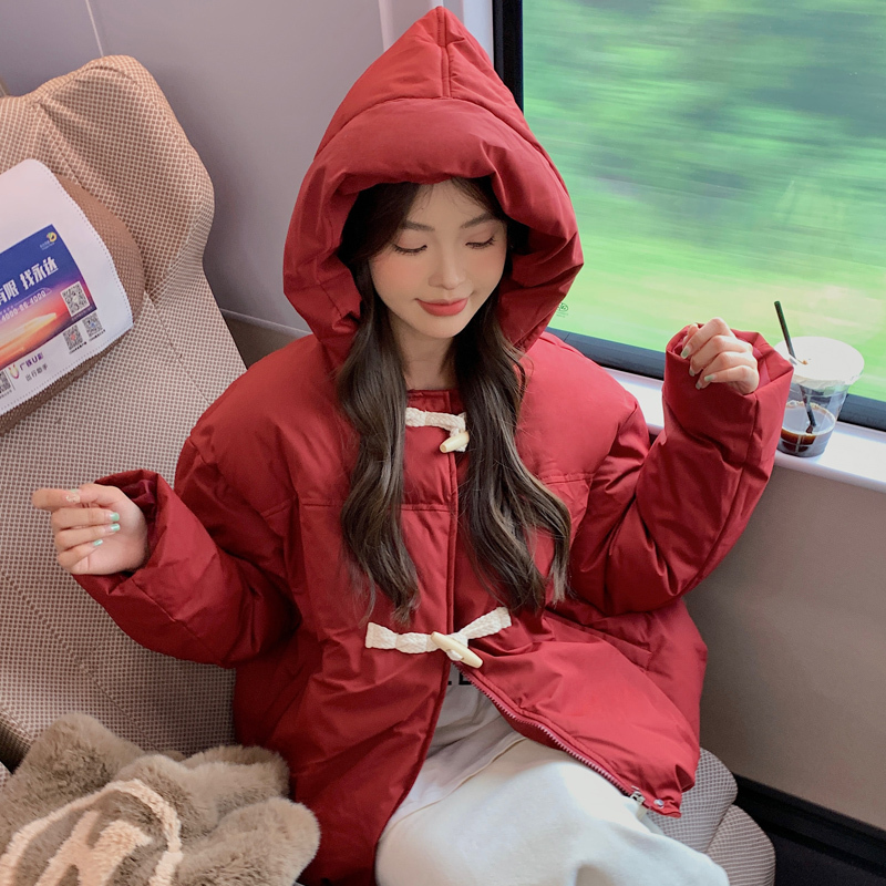 Horn buckle down padded jacket oversize female winter new student small padded jacket short section small padded jacket
