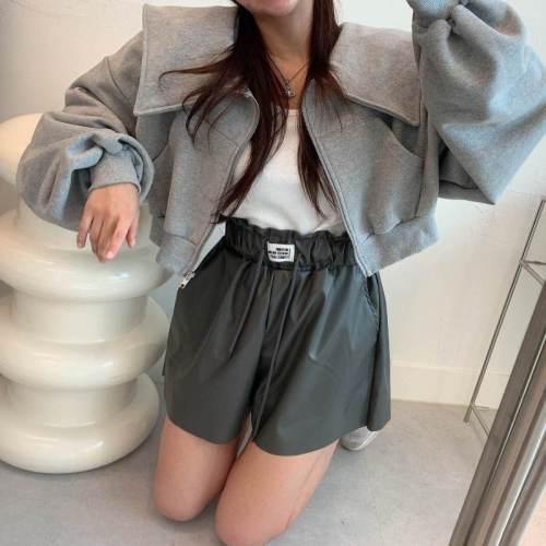 Korean chic autumn new doll collar zipper long-sleeved sweater jacket women's loose short cardigan