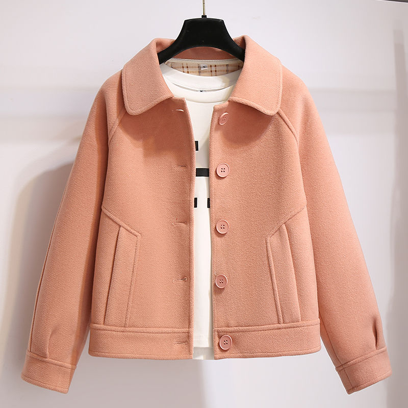 350g woolen coat female short section small man spring and autumn new Korean version loose woolen coat retro jacket