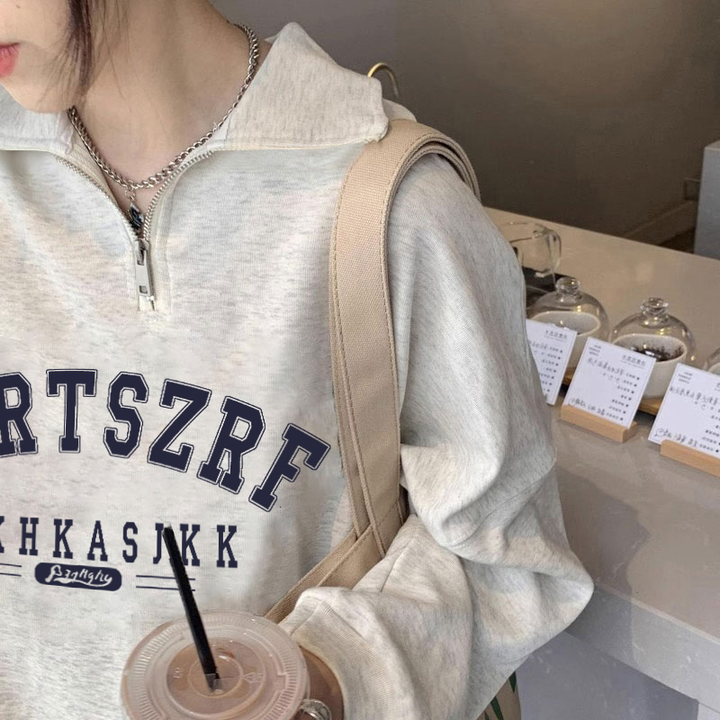 320g Huamian composite milk silk early autumn new trendy brand loose Polo collar sweater
