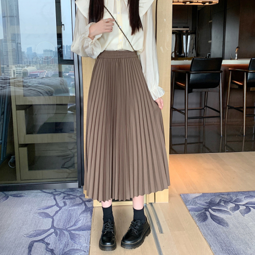  Spring and Autumn High Waist Slimming Covered Hip Drape Slimming Mid-Length A-Line Pleated Skirt
