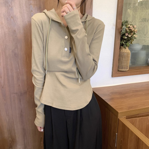 Official picture Hooded long-sleeved T-shirt women's spring and autumn new Korean version of slim fit top bottoming shirt sweater