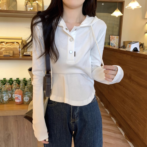 Official picture Hooded long-sleeved T-shirt women's spring and autumn new Korean version of slim fit top bottoming shirt sweater