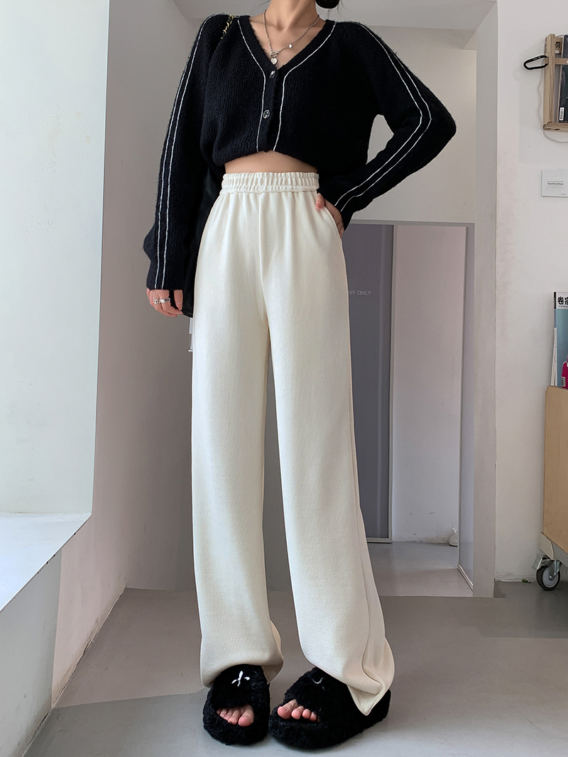 Official picture Corduroy pants women's autumn and winter high waist drape narrow version chenille wide-leg pants loose slim mopping pants