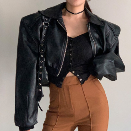 cropped leather jacket