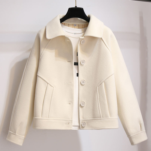 350g woolen coat female short section small man spring and autumn new Korean version loose woolen coat retro jacket