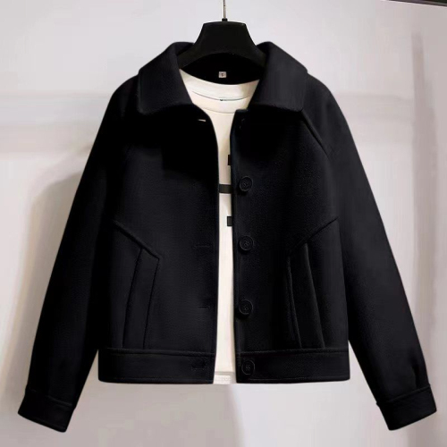 350g woolen coat female short section small man spring and autumn new Korean version loose woolen coat retro jacket
