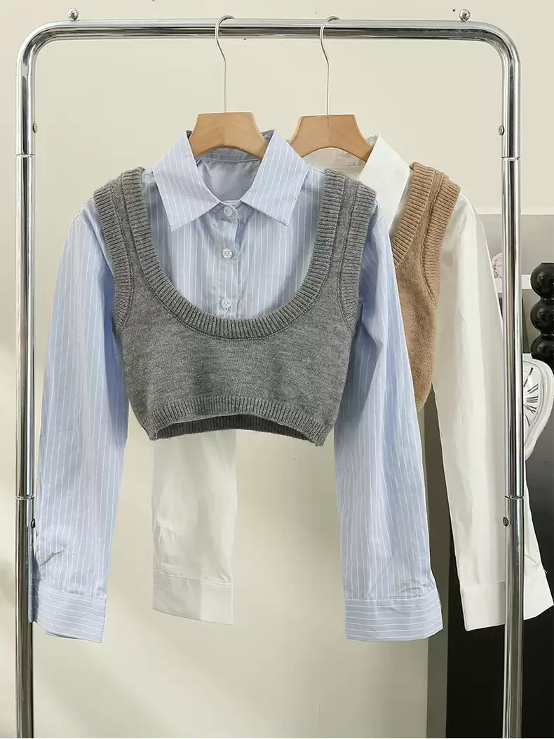 Early autumn new design sense knitted vest vest short section