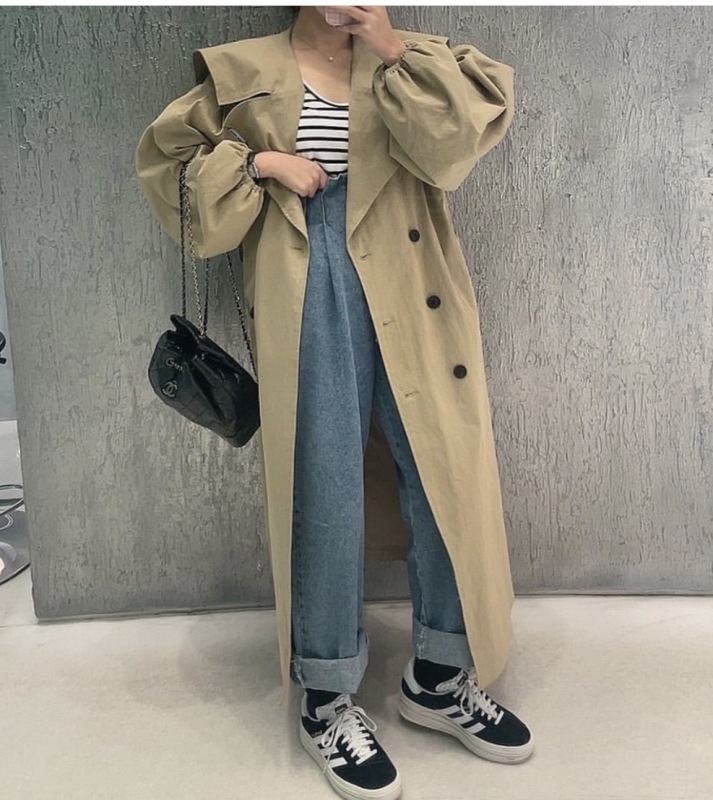 French temperament elegant design sense long trench coat