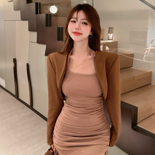 Official picture Retro short top suit jacket spring and autumn new design sense all-match waistcoat long-sleeved cardigan women
