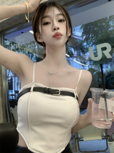 Summer hot girl sexy belt button design wrapped chest camisole female tube top anti-light base