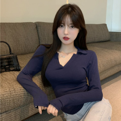 92 rayon 8 spandex quality design niche bottoming shirt for women with slim long sleeve T-shirt