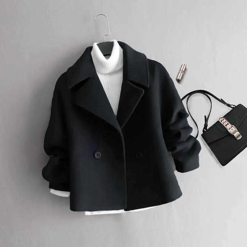 Ganeri 2023 autumn and winter new Korean version of the college style short woolen coat temperament dragon and phoenix women's coat
