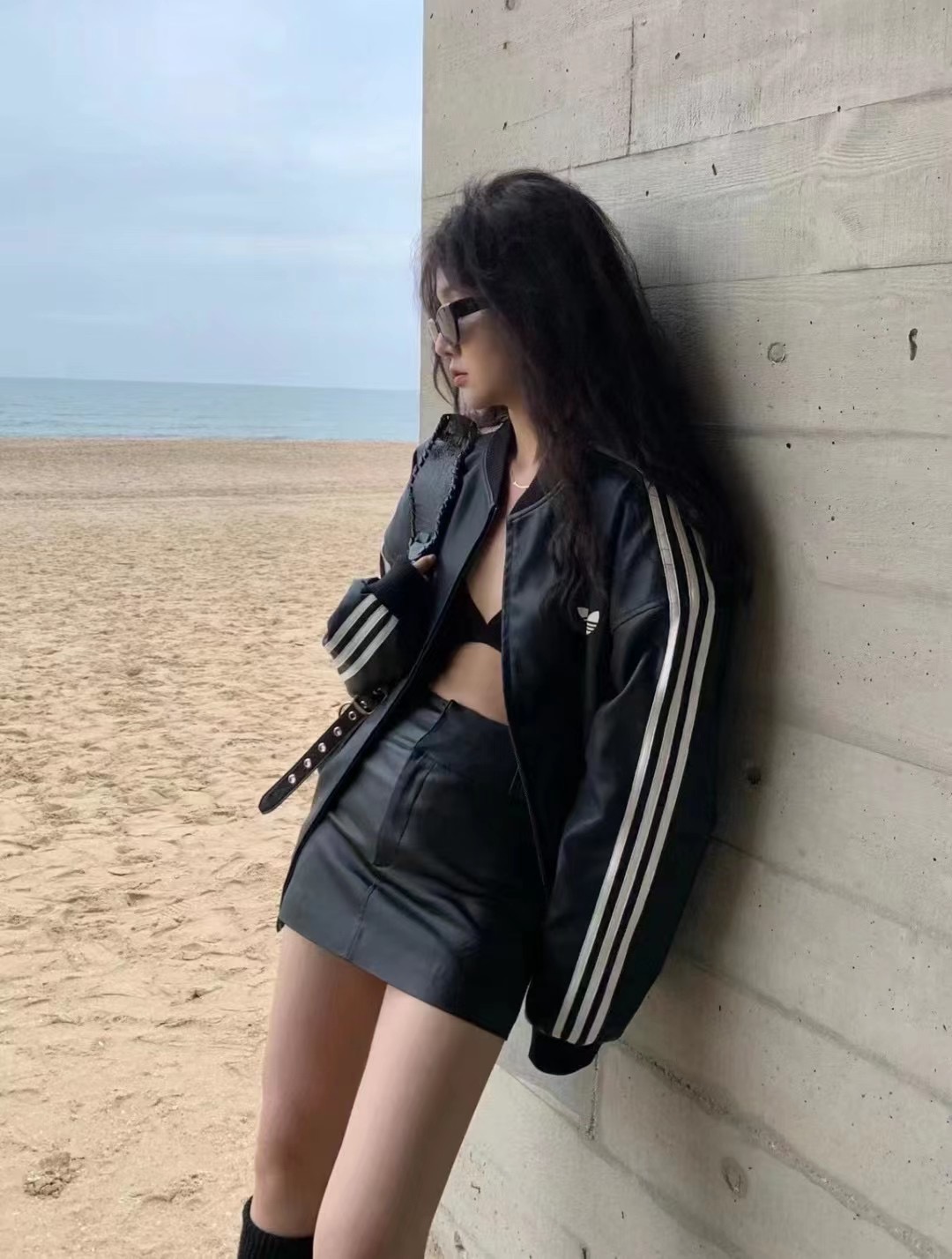 HOLDER2023 Early Autumn New Baseball Uniform Striped European and American Style Trendy Versatile Slim Medium Long Jacket for Women