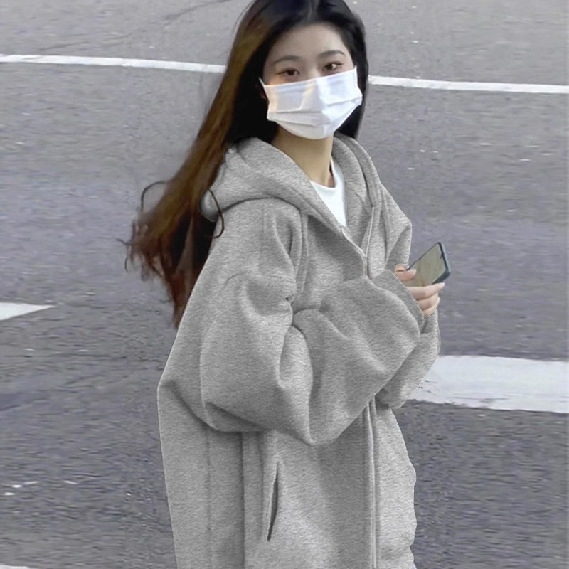 2023 new 200 catties large size hooded women's sweater wool cotton composite milk silk 300 g double layer cap