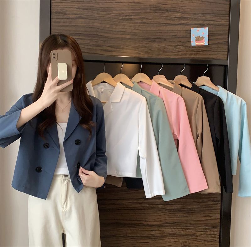 Autumn new style Korean style slimming design versatile short suit jacket for women for small people