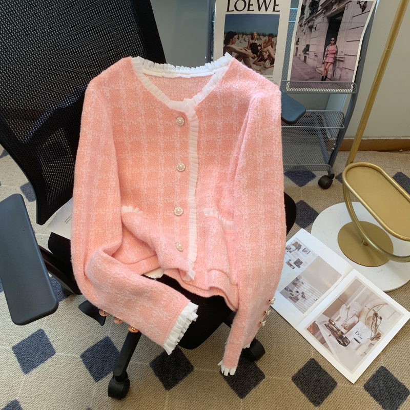 French style short jacket for women in spring and autumn sweet princess style sweater cardigan for little people 2023 new tops