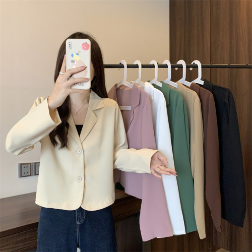 Autumn new Korean style chic niche design lapel temperament fashion short small suit for women