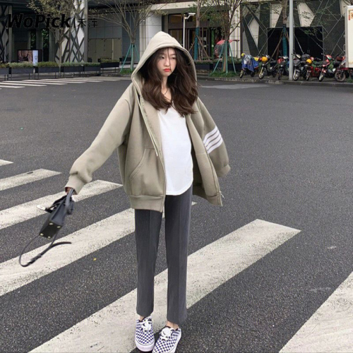 2023 new American style hooded cardigan sweatshirt jacket for women spring and autumn thin chic Hong Kong style top trendy ins winter wear