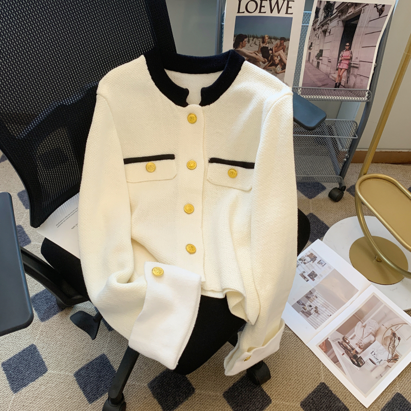 Xiaoxiangfeng high-end short sweater jacket for women 2023 new spring and autumn French lady temperament top