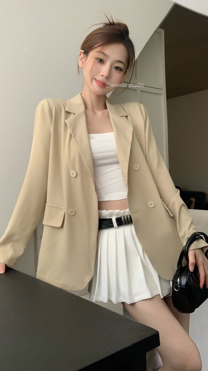 All three standards, high-end, thin, long-sleeved blazer for small people, loose, slim and versatile top