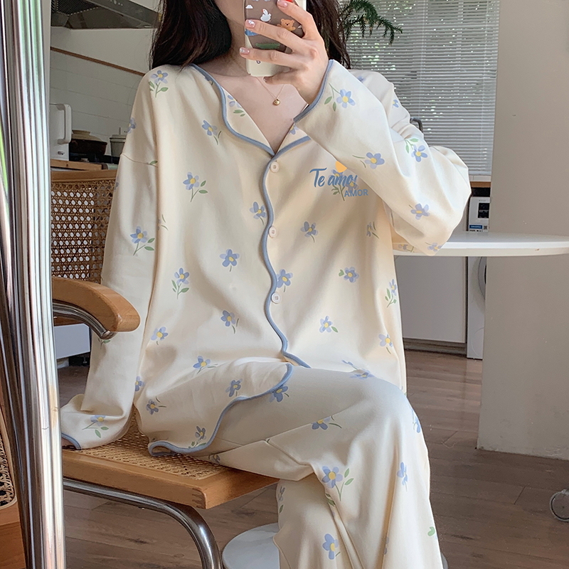 Aishang Internet celebrity same style pajamas women's autumn long-sleeved new spring, autumn and winter models sweet home service suit