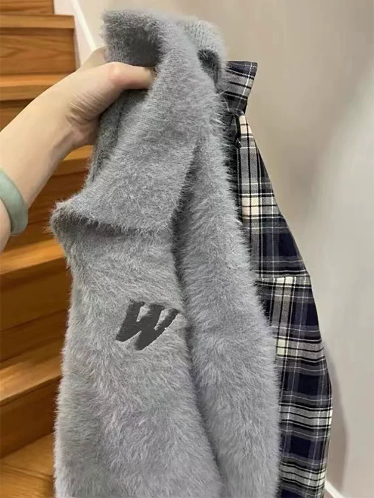 Korean style lazy style sweater women's winter design niche polo collar retro mohair high-end knitted top