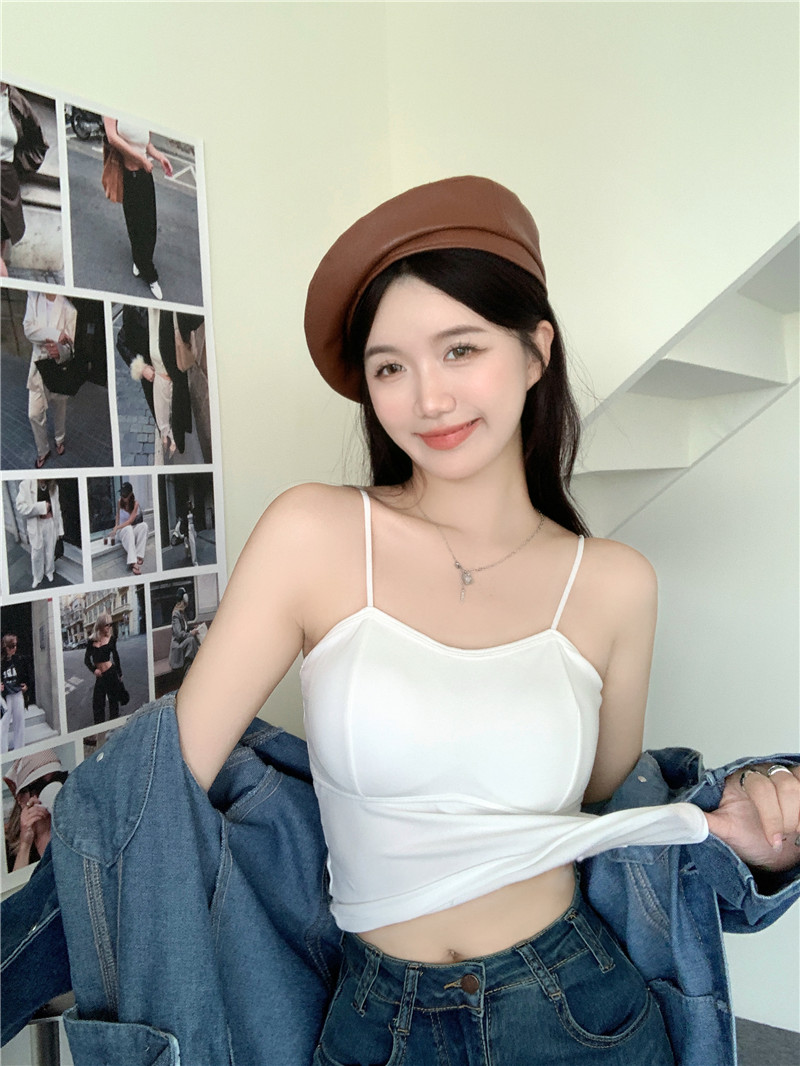 ~加絨吊帶背心秋冬磨毛加絨保暖內搭帶胸墊無袖打底衣