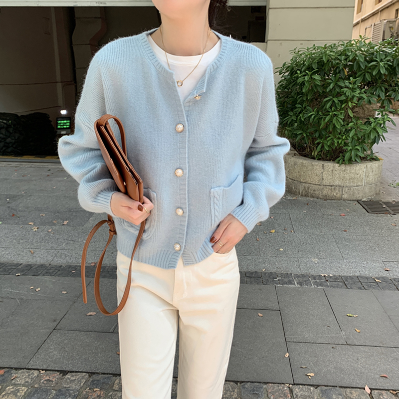 2023 Autumn New Lazy Style Loose Long Sleeve Knitted Cardigan Women’s Gentle Style Western Style Sweater