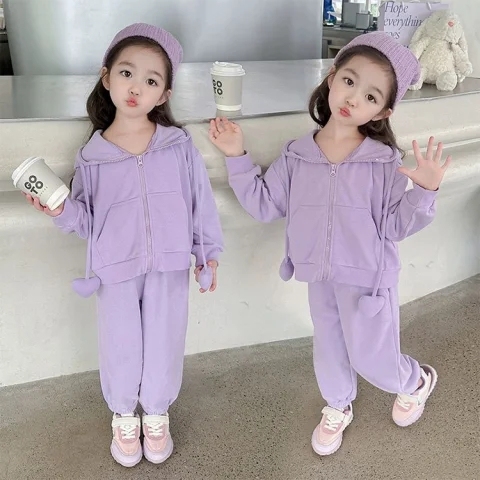 卫衣套装女童秋冬套装2023新款儿童时髦衣服韩版宝宝秋装卫衣两件