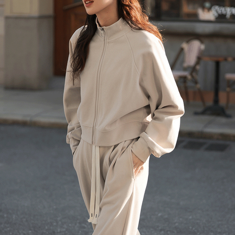 High-end lazy style petite sweatshirt suit autumn women's fashionable age-reducing sports casual wide-leg pants two-piece set
